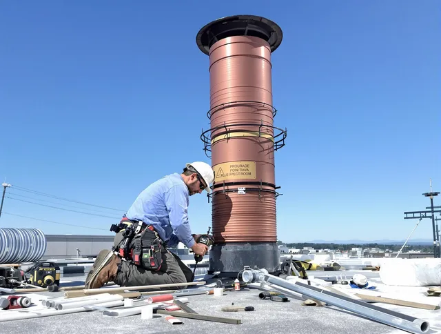 Installed chimney liner by Winchester Chimney Sweep in Winchester, MA