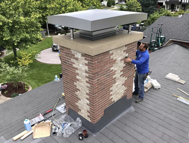 Winchester Chimney Sweep team working on a custom chimney remodel in Winchester, MA