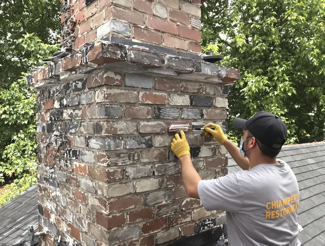 In-progress chimney restoration by Winchester Chimney Sweep in Winchester, MA