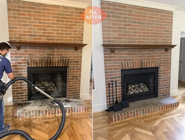 Winchester Chimney Sweep carefully sanitizing a fireplace in Winchester, MA