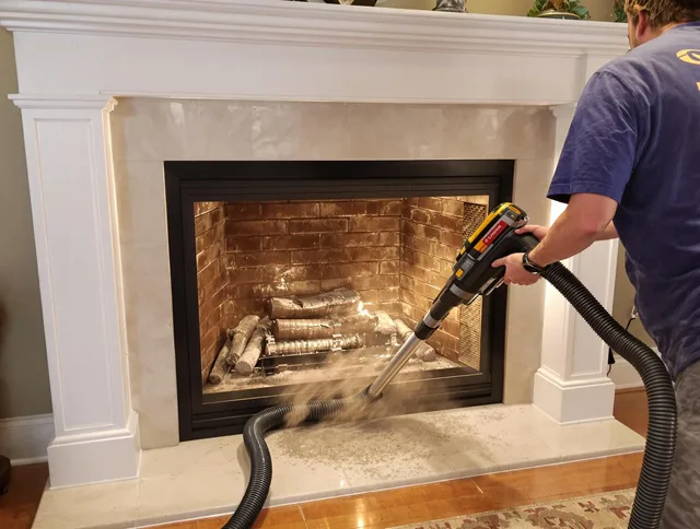 Fireplace cleaning performed by Winchester Chimney Sweep in Winchester, MA