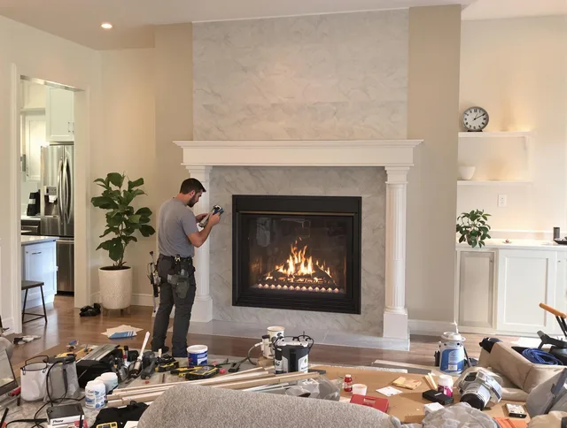 Newly installed fireplace by Winchester Chimney Sweep in Winchester, MA
